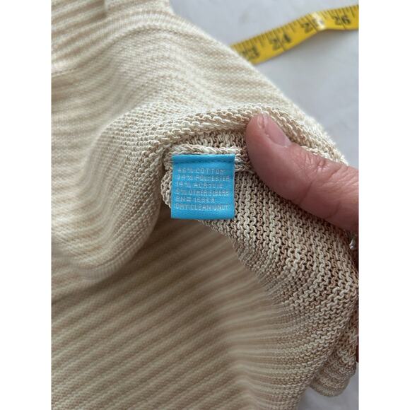 J. McLaughlin Callum Stripped Knit Sweater Womens Size Medium Ivory Tan Beachy - Picture 5 of 8